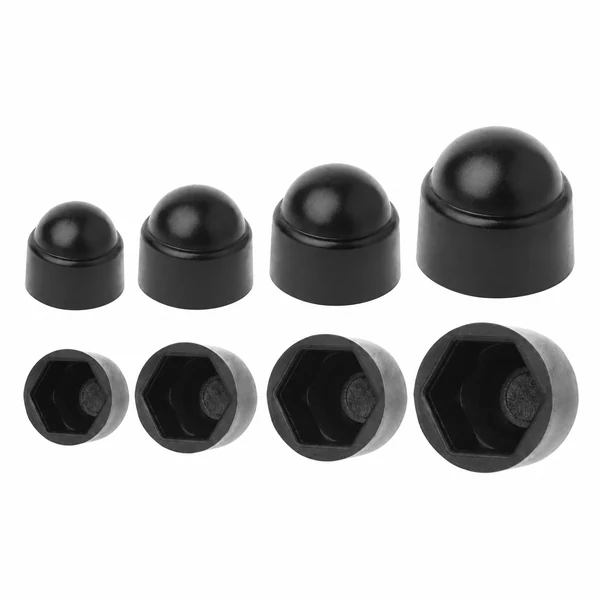 Nắp chụp bu lông màu đen nhìn từ mặt ngoài và mặt lục giác