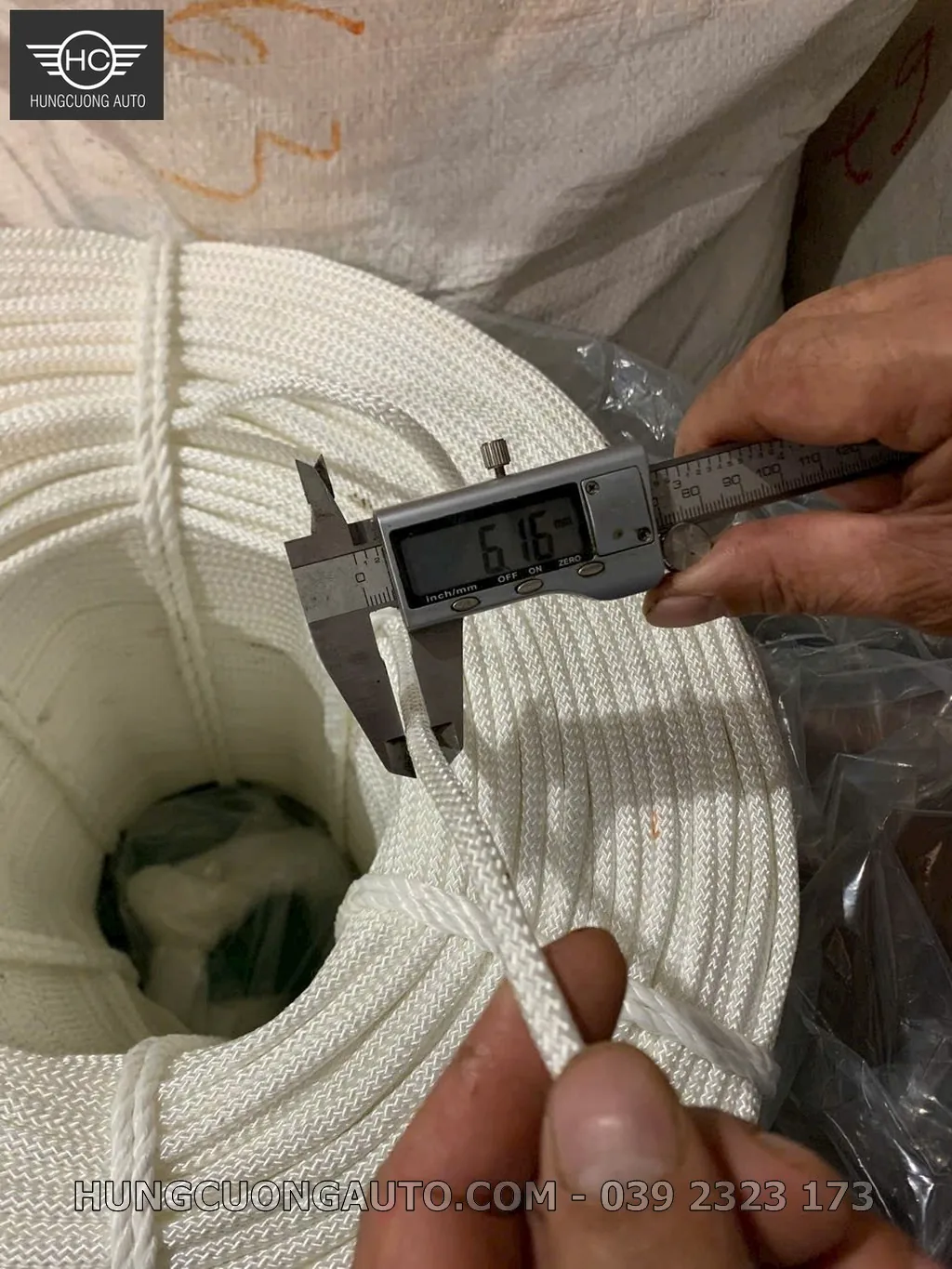 Dây dù Phi 6 ảnh đo đường kính thực tế