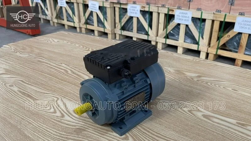 Động cơ điện 1 pha nhìn từ phía trục ra và tem thông số
