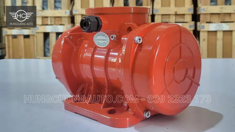 Động cơ rung nhìn nghiêng từ nắp đầu và chân đế