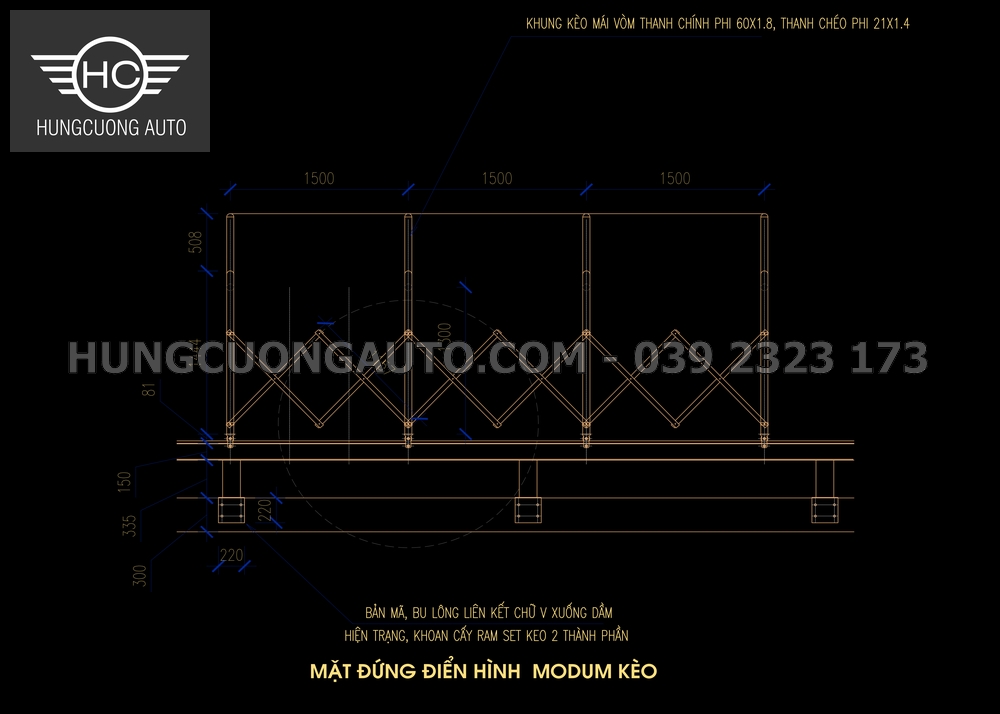 Mô đun giằng xếp chữ X của mái che di động khung giàn