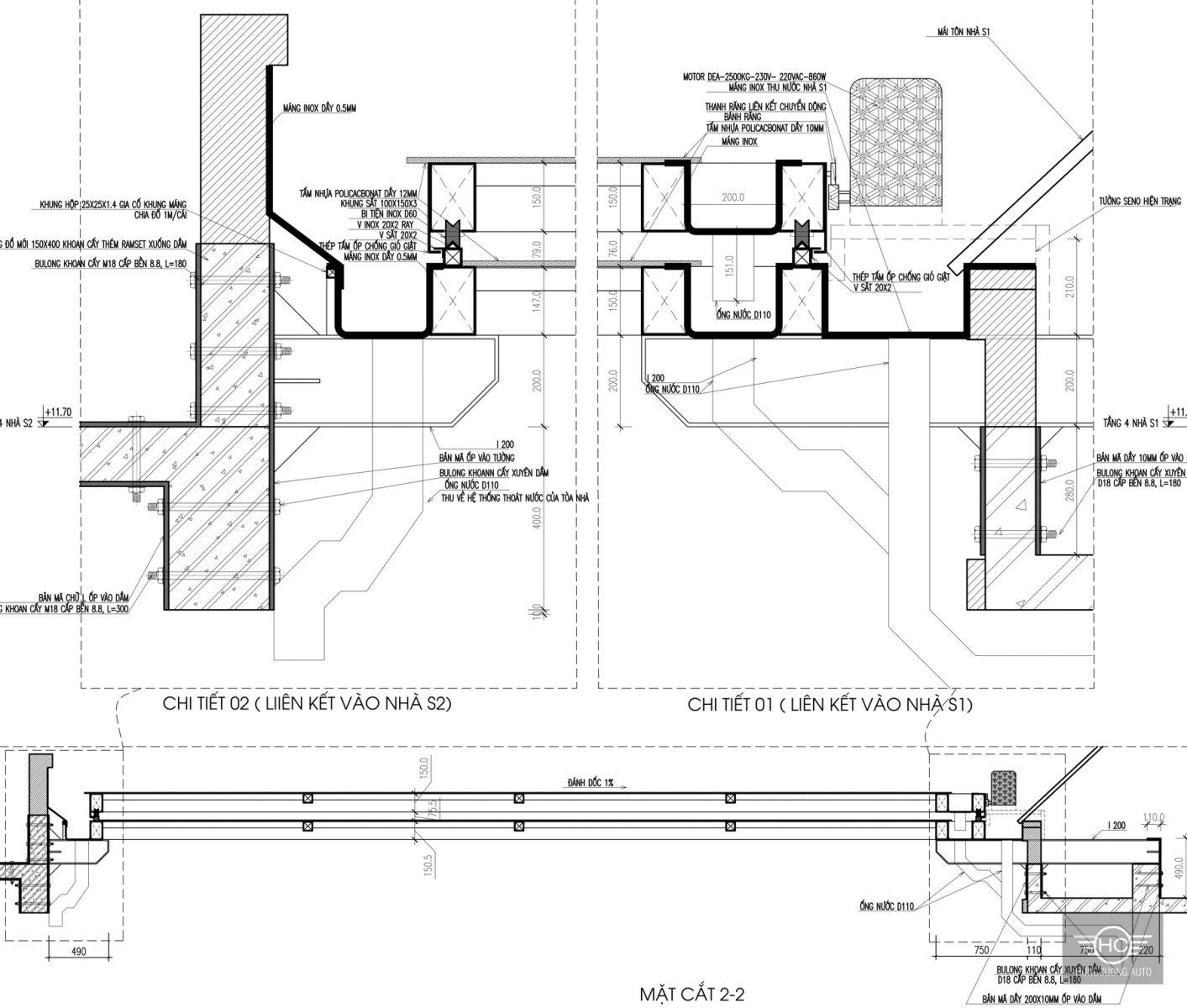 Chi tiết bản mã và bu lông M18 khoan cấy Ramset