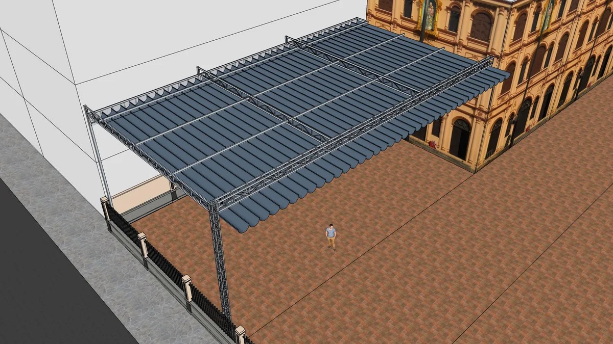 Phối cảnh 3D mái bạt xếp nhà thờ tại Hà Đông.