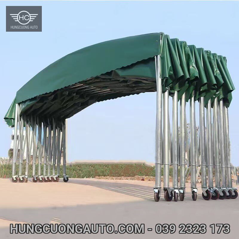 Blue membrane and folding frame in a retracted position