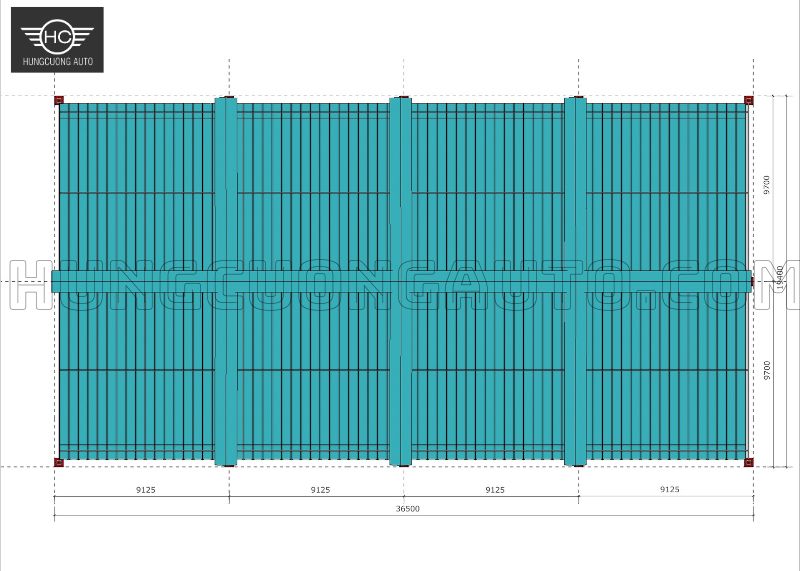 Phương án thoát nước cho mái che sân pickleball 36,5 x 14,9 m