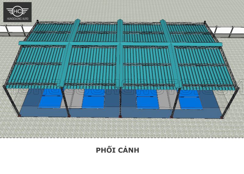 Không gian thông thủy dưới mái che sân pickleball