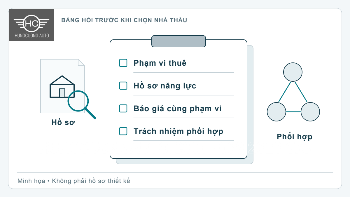 Chọn nhà thầu nhà khung thép: hồ sơ và bảng hỏi trước thuê