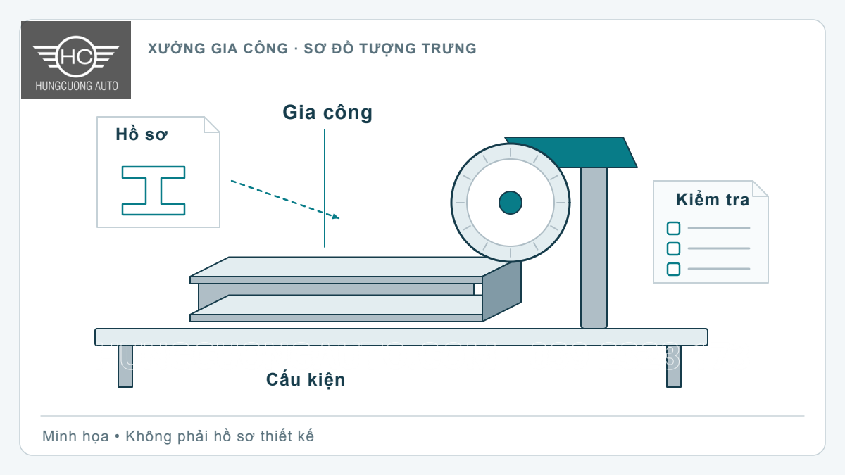 Gia công kết cấu thép theo bản vẽ: nhận hồ sơ và bàn giao cấu kiện
