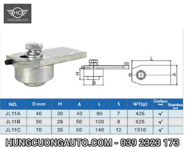 Bản vẽ kích thước Bản lề cối xoay trên D40 D50 D70 cổng sắt