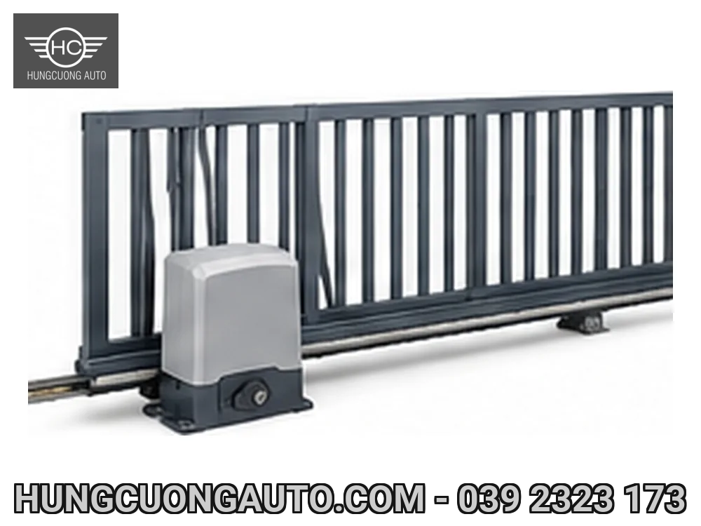 Minh họa AI: Cổng lùa không ray cantilever tự động Minh họa AI: Cổng lùa không ray cantilever tự động