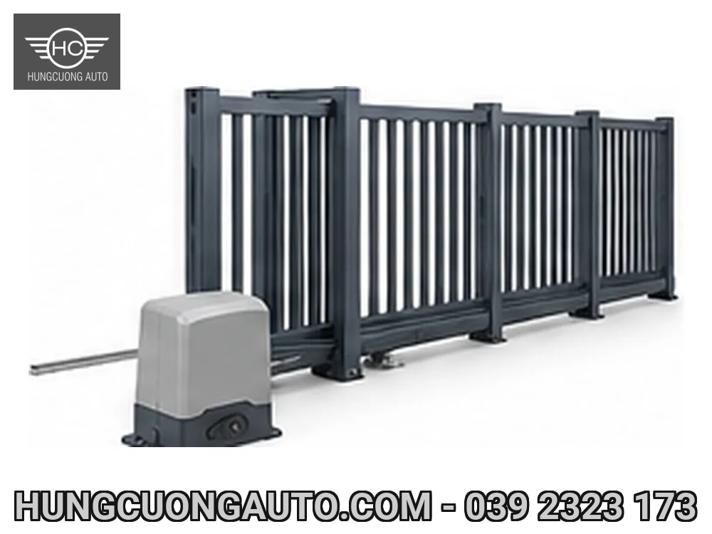 Minh họa AI: Cổng lùa telescopic tự động nhiều cánh