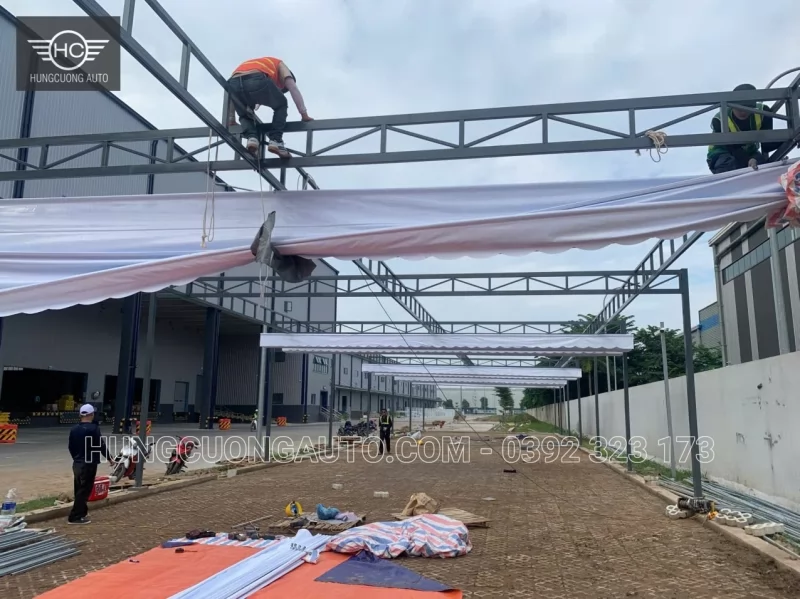 Mái bạt nhà để xe Cty BW Industrial Bắc Ninh - Lắp đặt tại công trình, Khu công nghiệp Yên Phong mở rộng, xã Tam Đa, tỉnh Bắc Ninh, 2026-10-10 - ảnh 1
