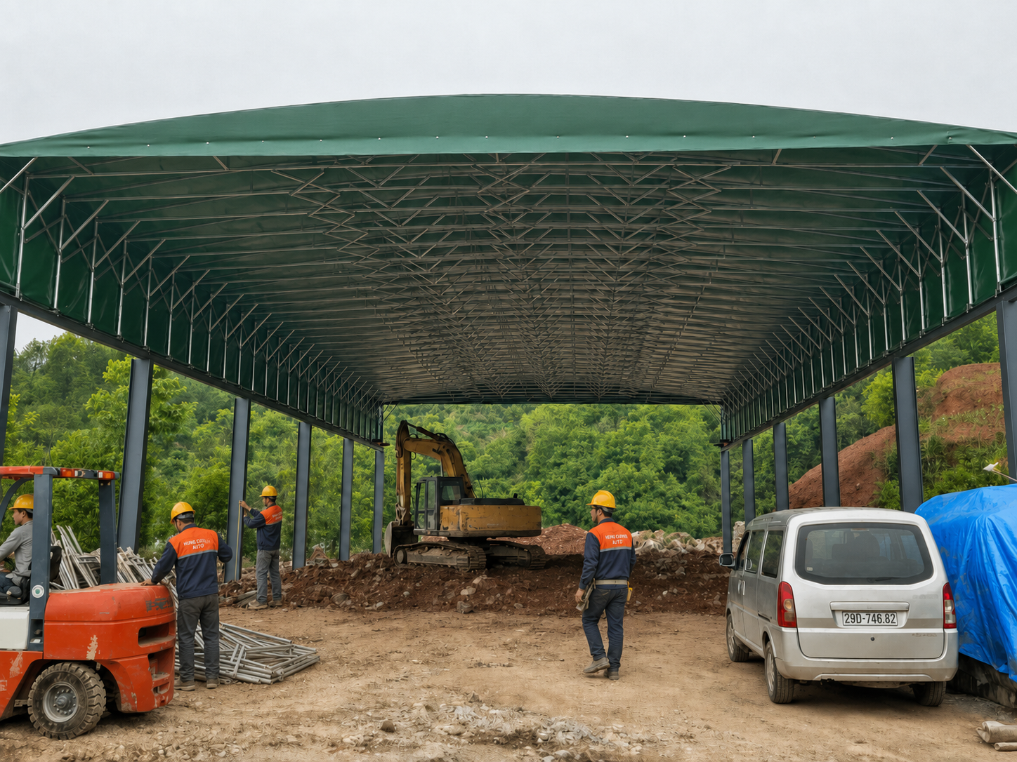Nền, Móng, Ray Và Thoát Nước Cho Mái Che Di Động Khung Giàn
