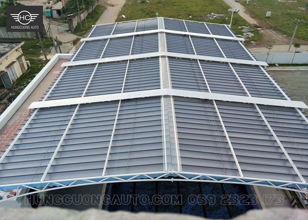Thi công mái bạt xếp di động tại bể bơi trường học Archimedes Đông Anh 