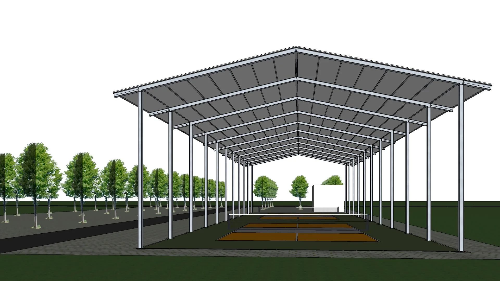 Phối cảnh hồ sơ phương án mái tôn 12×40 m - góc nhìn 6