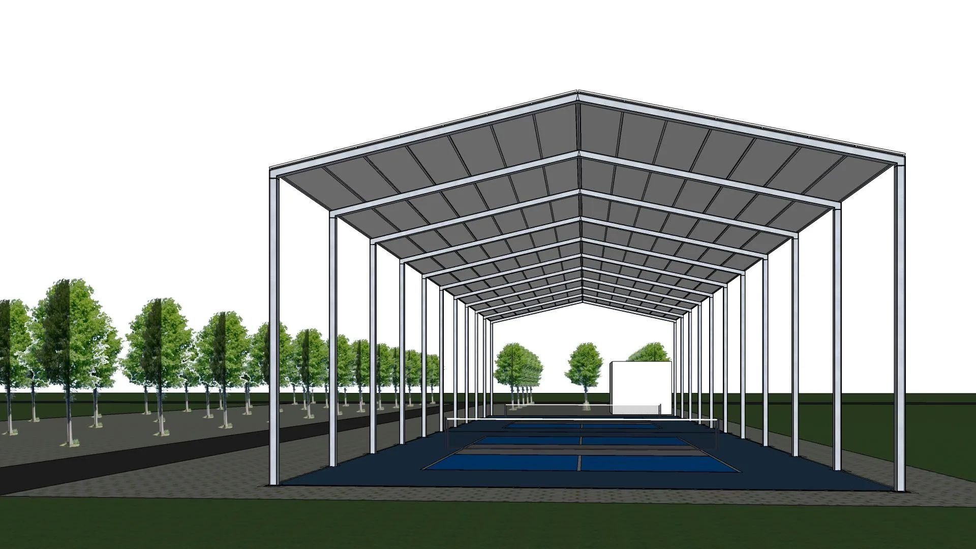 Phối cảnh hồ sơ phương án mái tôn 12×40 m - góc nhìn 3