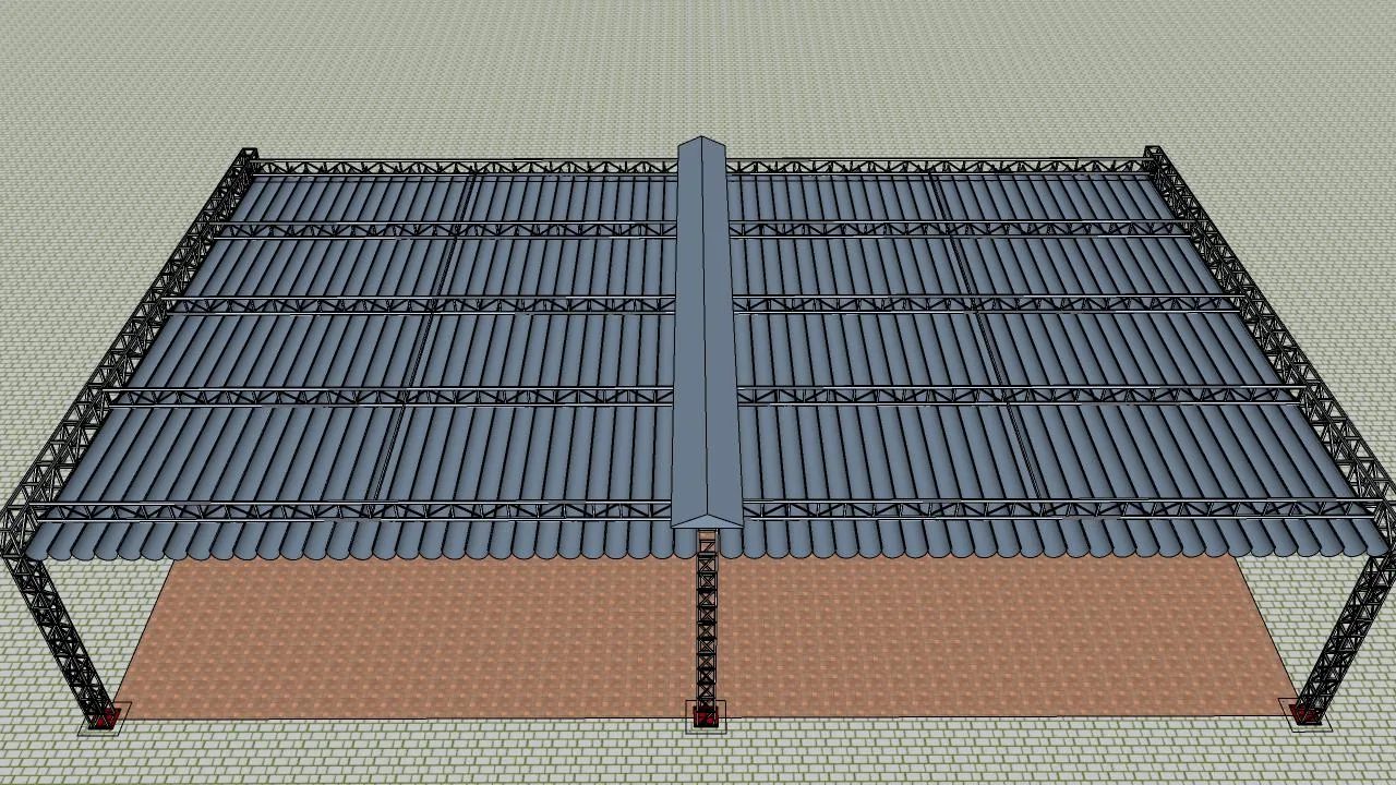 Tổng thể phương án mái xếp di động 18×30 m - góc nhìn 3