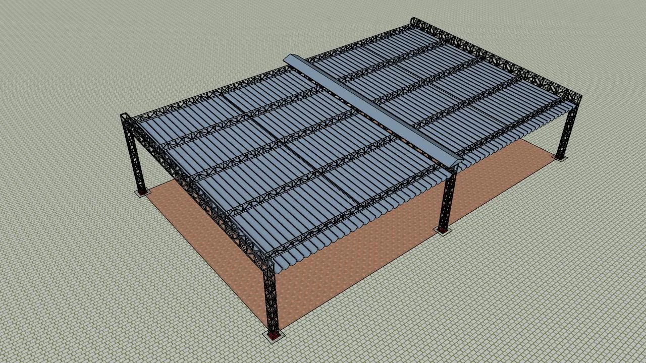 Tổng thể phương án mái xếp di động 18×30 m - góc nhìn 2
