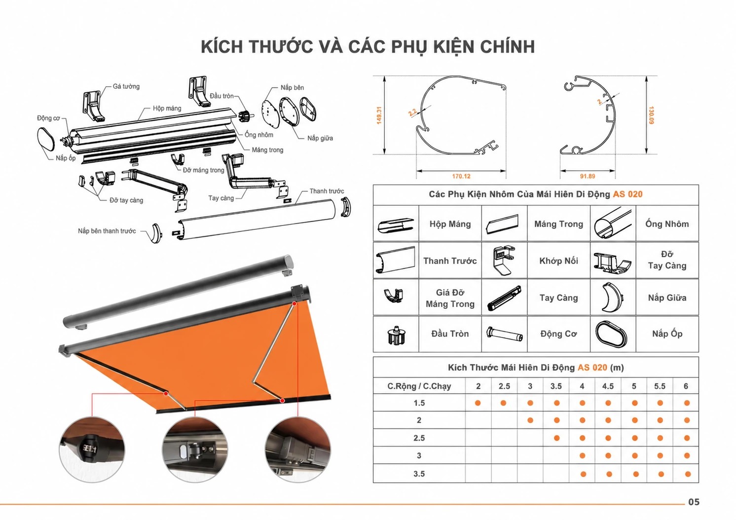 Báo giá mái hiên tự động AS-020, AS-021: cách tính chi phí