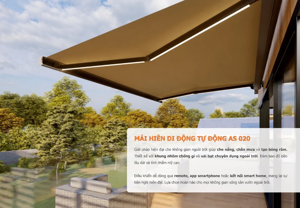 Mái hiên tự động nhập khẩu, điều khiển từ xa: cách chọn cấu hình